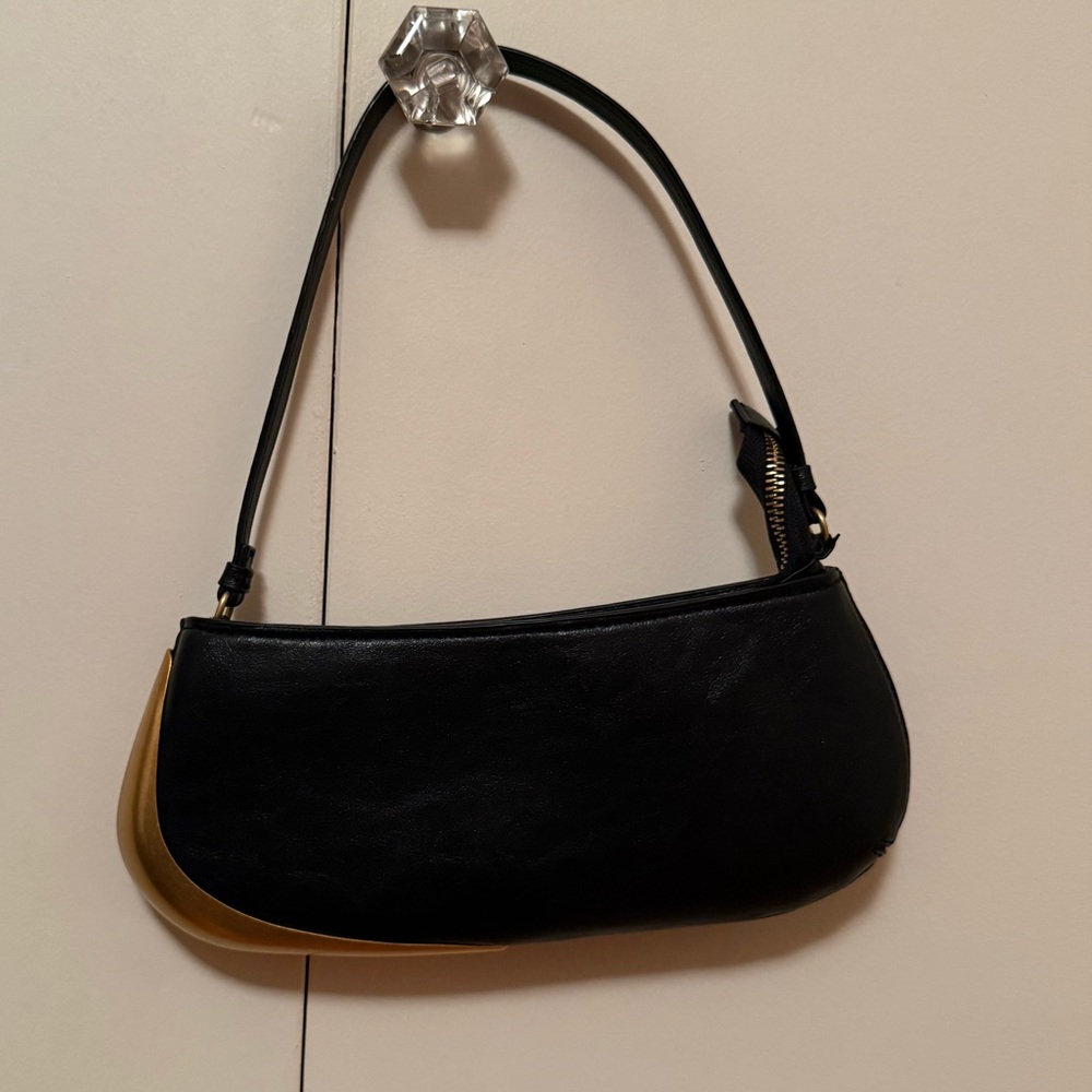 ZARA Black and Gold Shoulder Bag